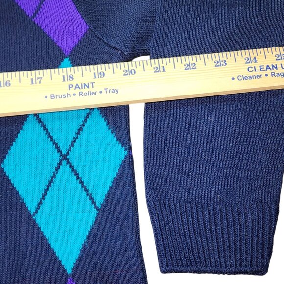 Vintage Alfred Dunner Size Medium Jumper 90's Argyle Pattern Made In USA - Picture 7 of 8